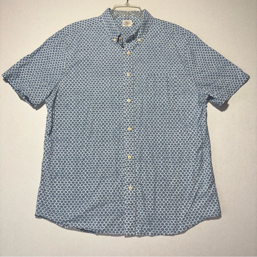 Faherty Brand Blue Scallop Print Button-Up Shirt Men’s XL